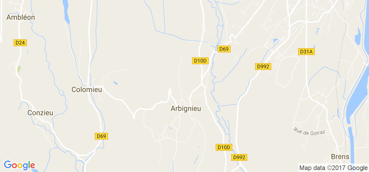 map de la ville de Arbignieu