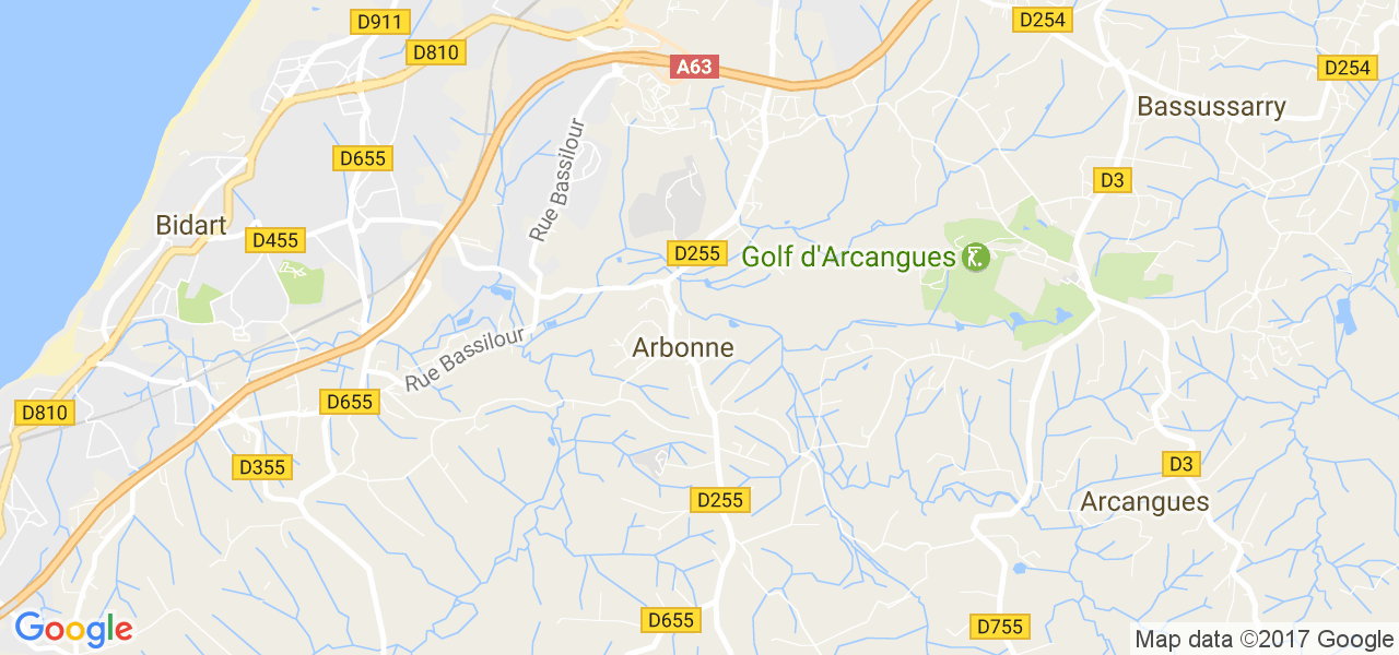 map de la ville de Arbonne