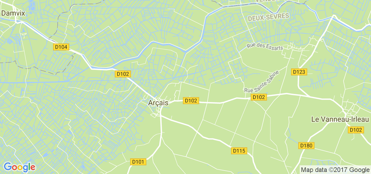 map de la ville de Arçais