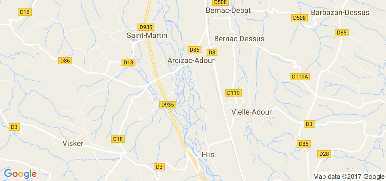 map de la ville de Arcizac-Adour