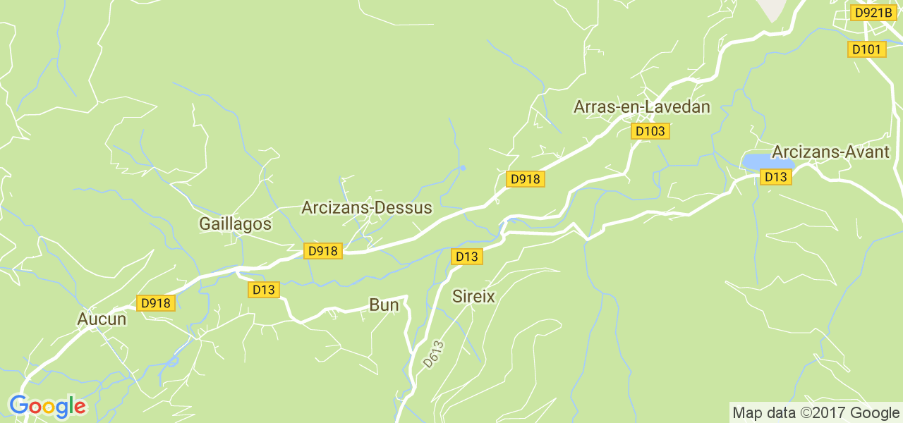 map de la ville de Arcizans-Dessus