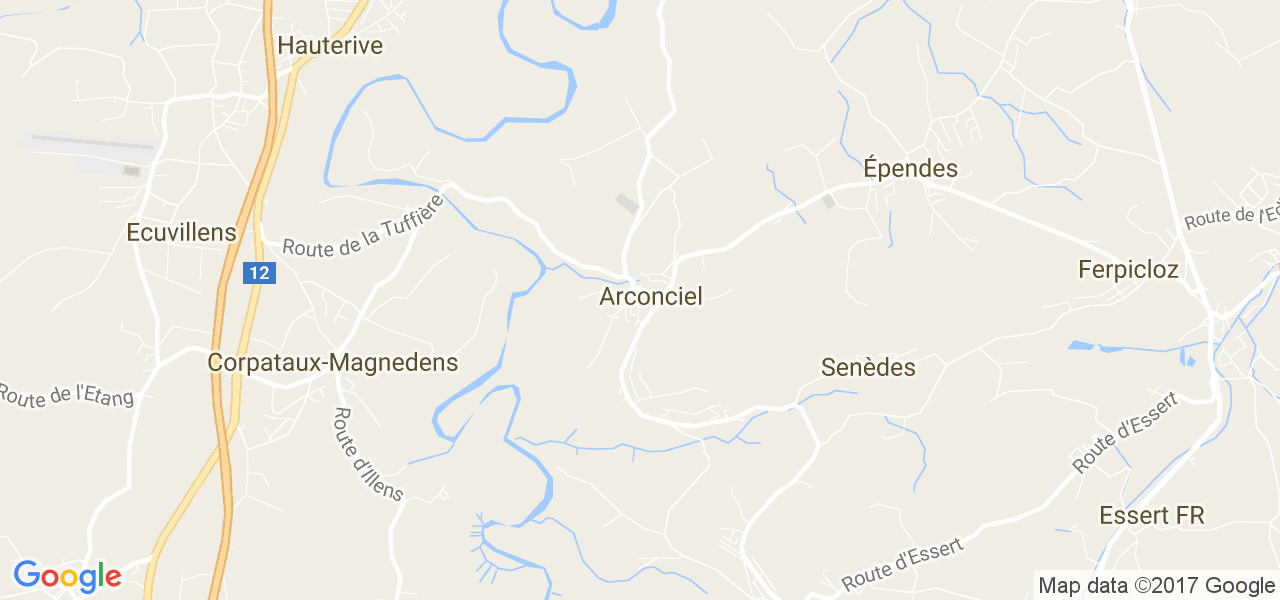 map de la ville de Arconciel