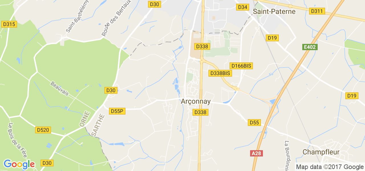 map de la ville de Arçonnay