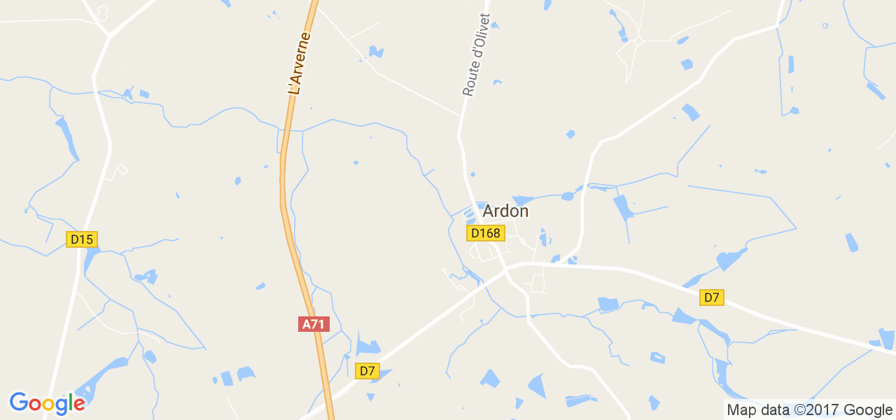 map de la ville de Ardon