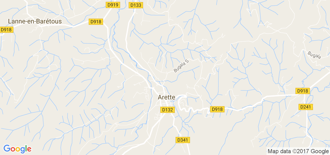 map de la ville de Arette