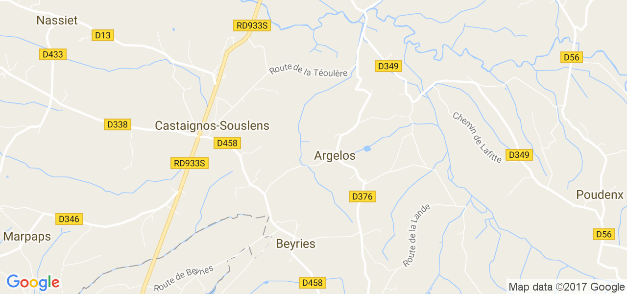 map de la ville de Argelos