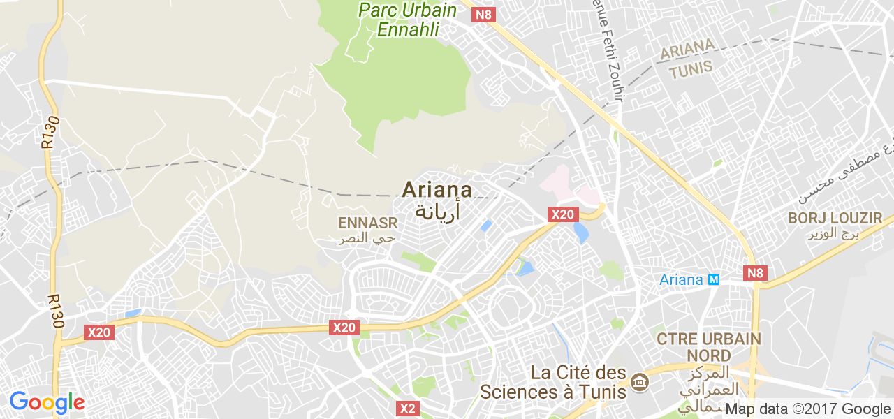 map de la ville de Ariana