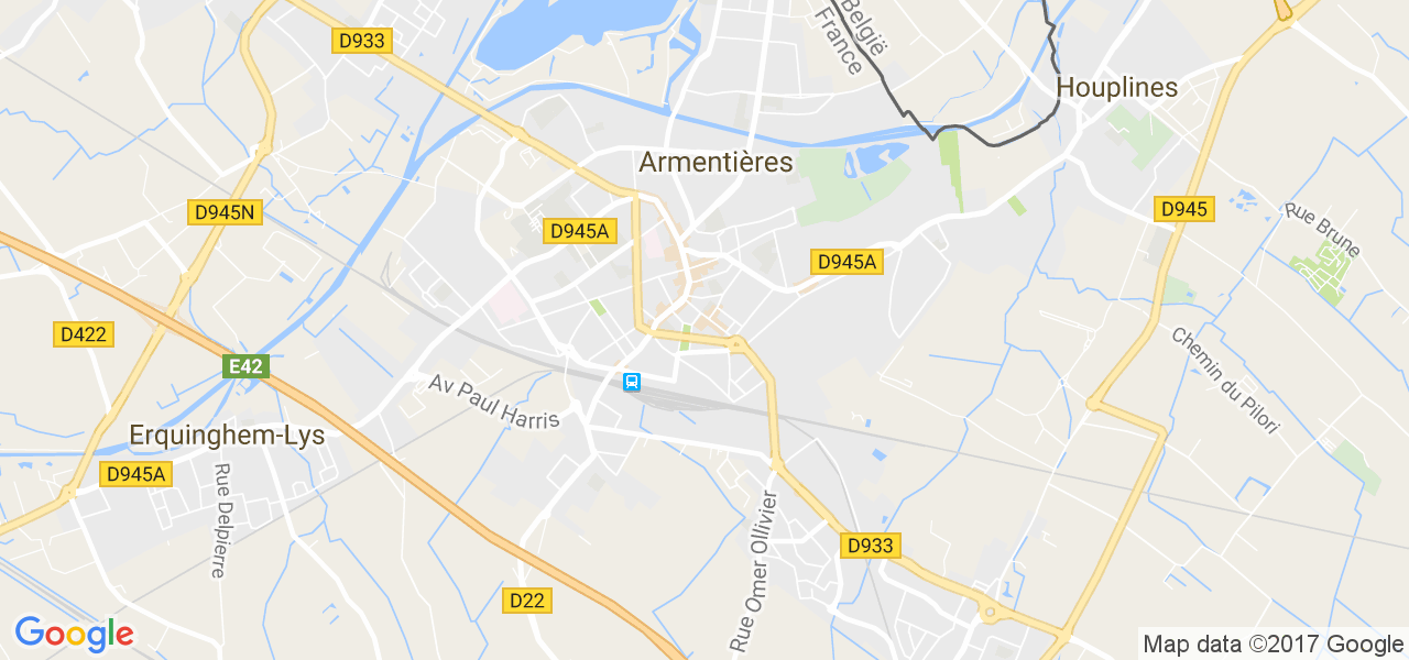 map de la ville de Armentières