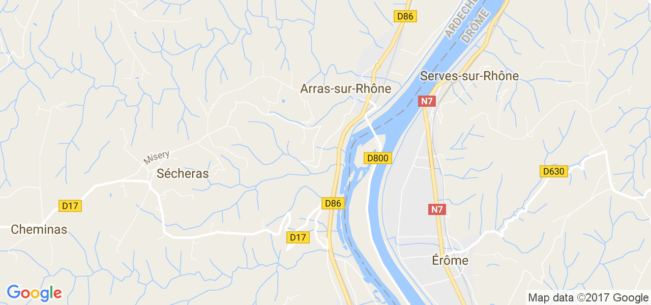 map de la ville de Arras-sur-Rhône