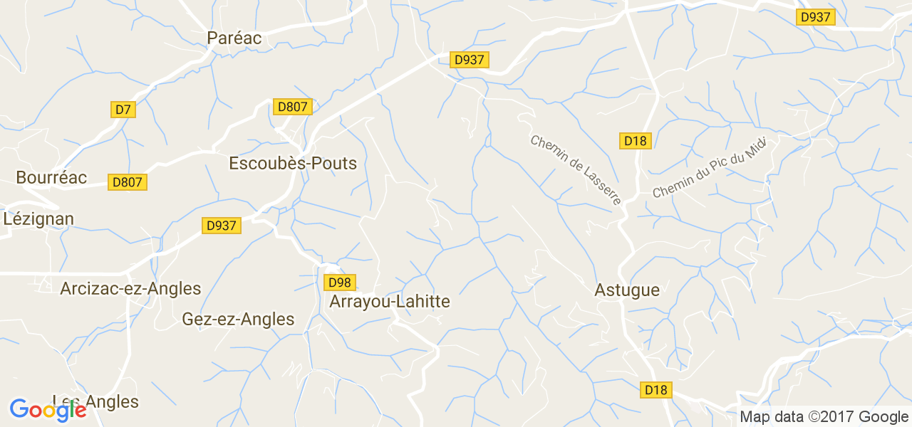 map de la ville de Arrayou-Lahitte