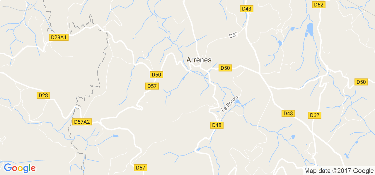 map de la ville de Arrènes