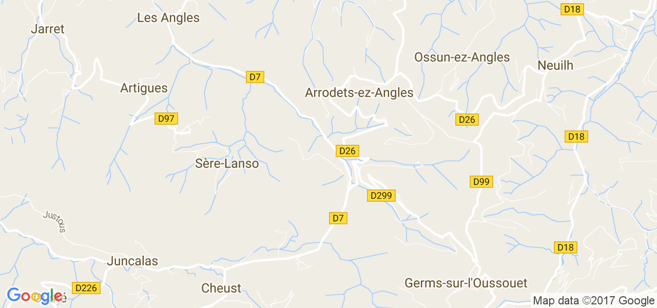 map de la ville de Arrodets-ez-Angles