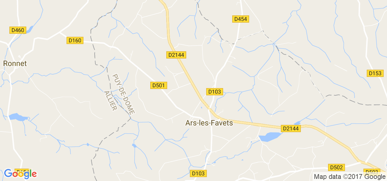 map de la ville de Ars-les-Favets