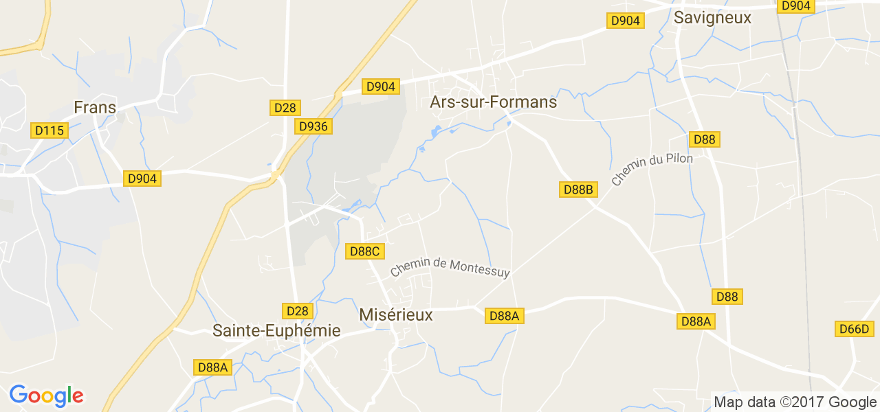 map de la ville de Ars-sur-Formans