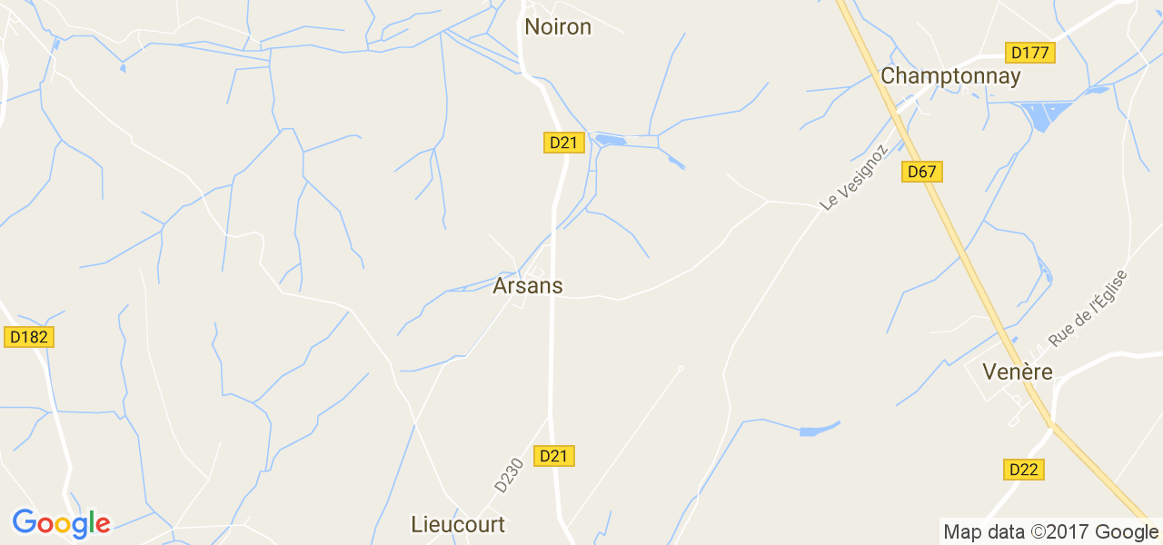 map de la ville de Arsans