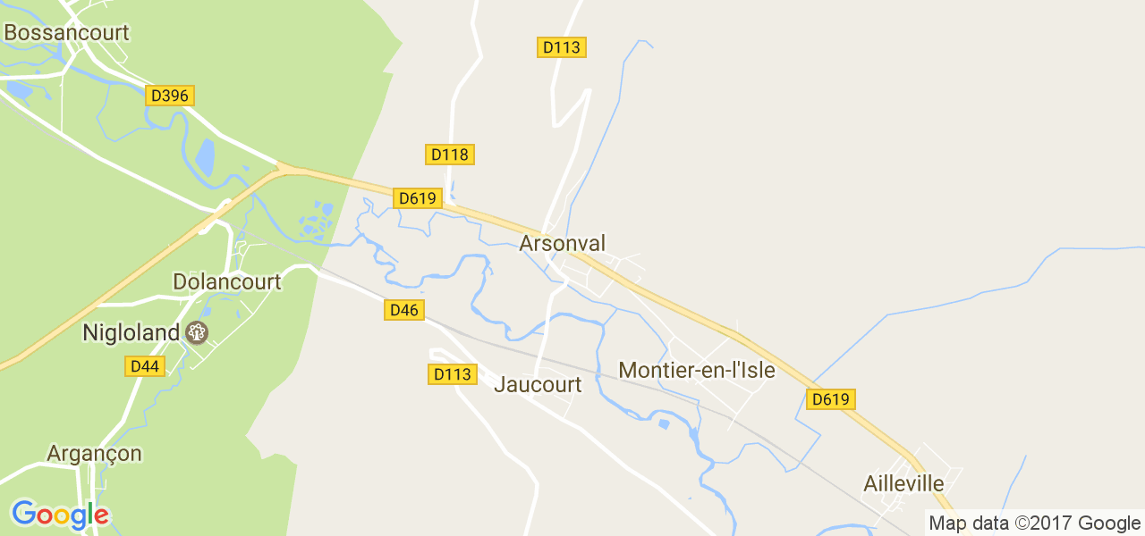 map de la ville de Arsonval