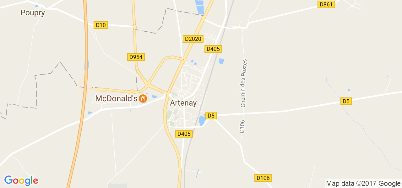 map de la ville de Artenay