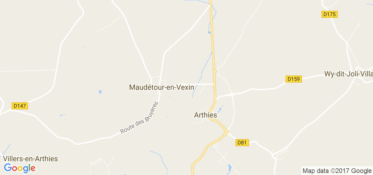 map de la ville de Arthies