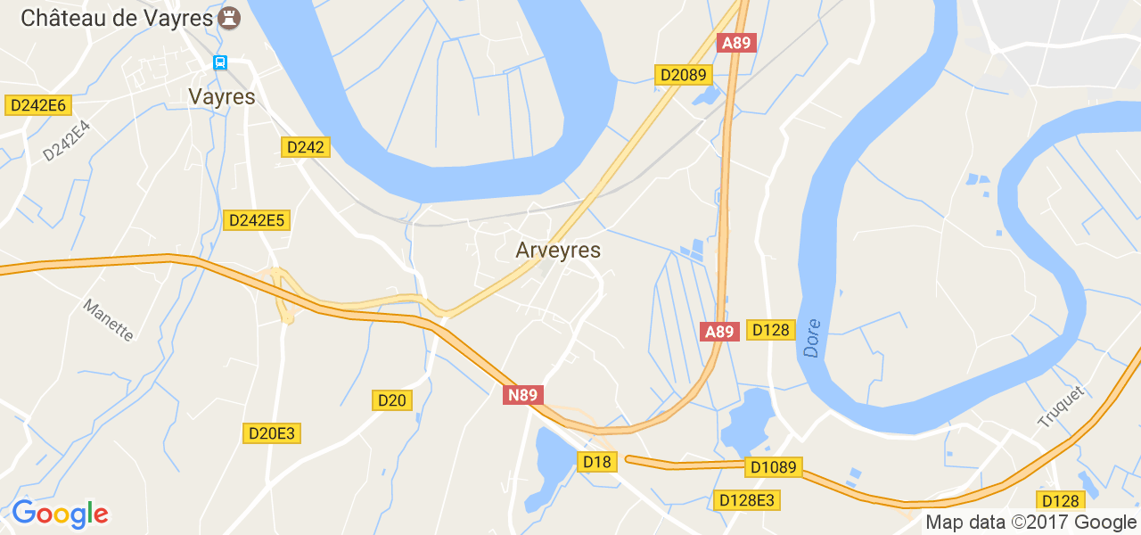 map de la ville de Arveyres