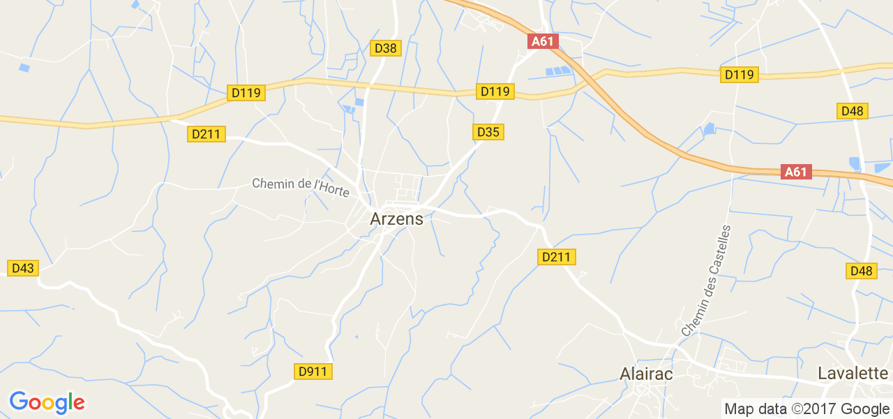 map de la ville de Arzens