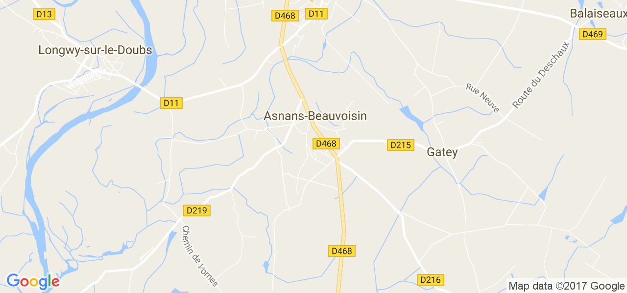 map de la ville de Asnans-Beauvoisin