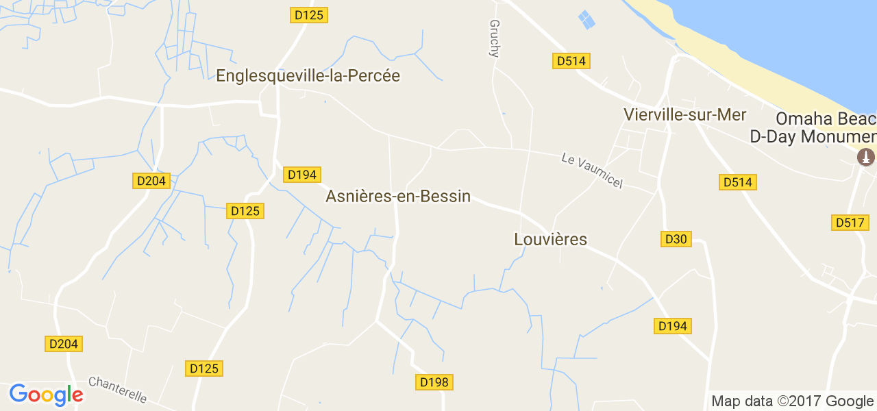 map de la ville de Asnières-en-Bessin