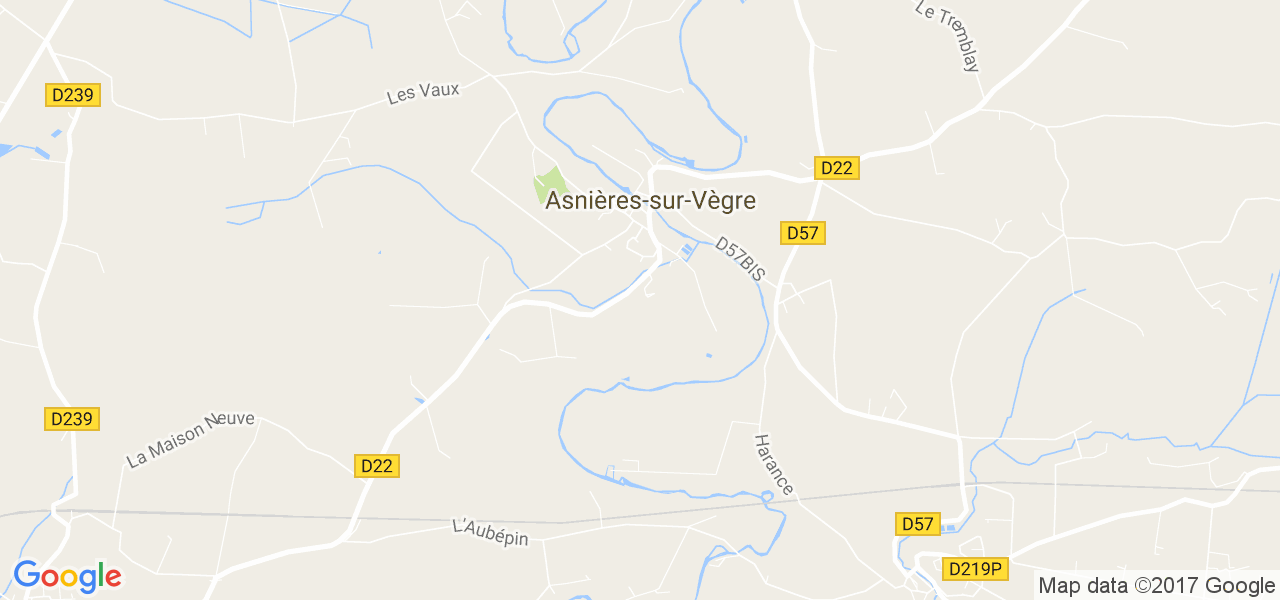 map de la ville de Asnières-sur-Vègre