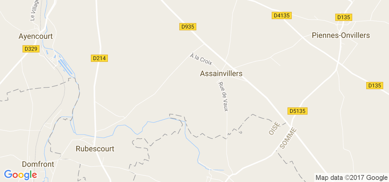 map de la ville de Assainvillers