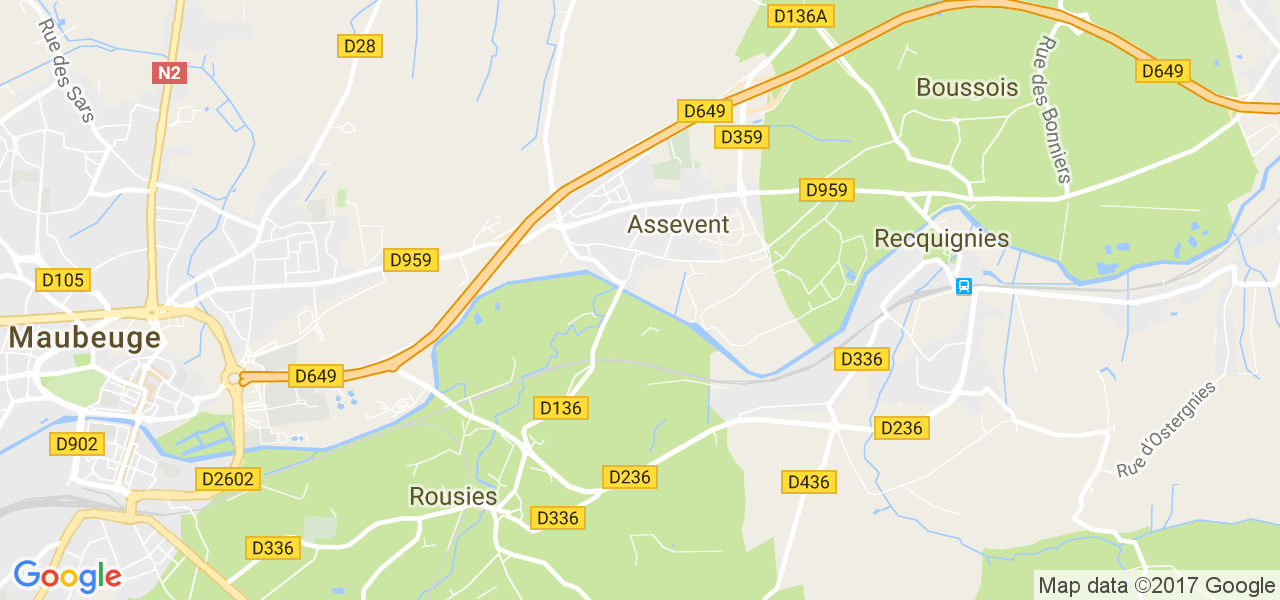 map de la ville de Assevent