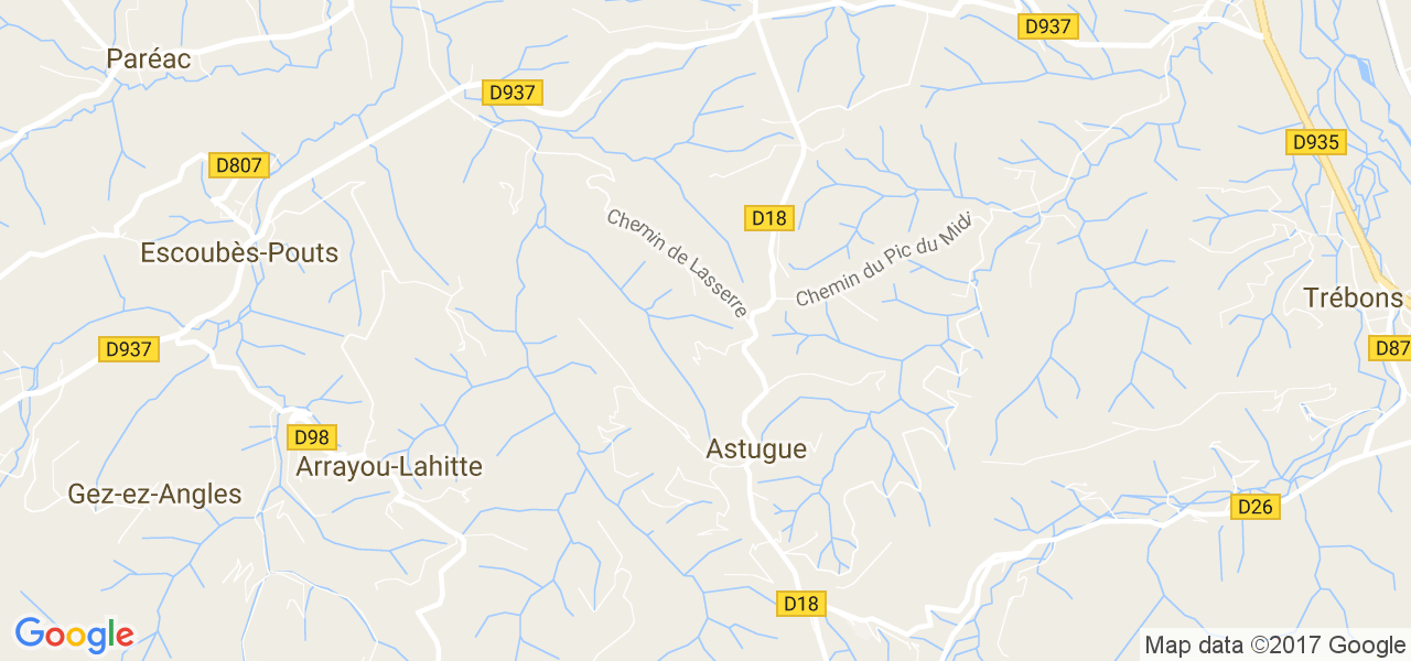 map de la ville de Astugue