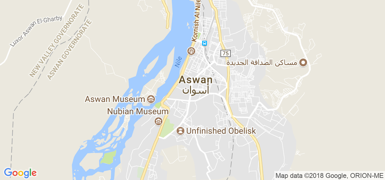 map of the city of Aswan