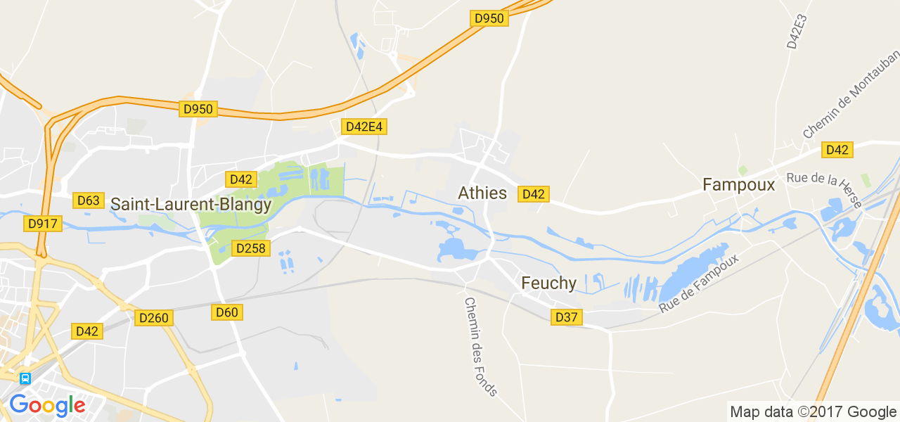 map de la ville de Athies