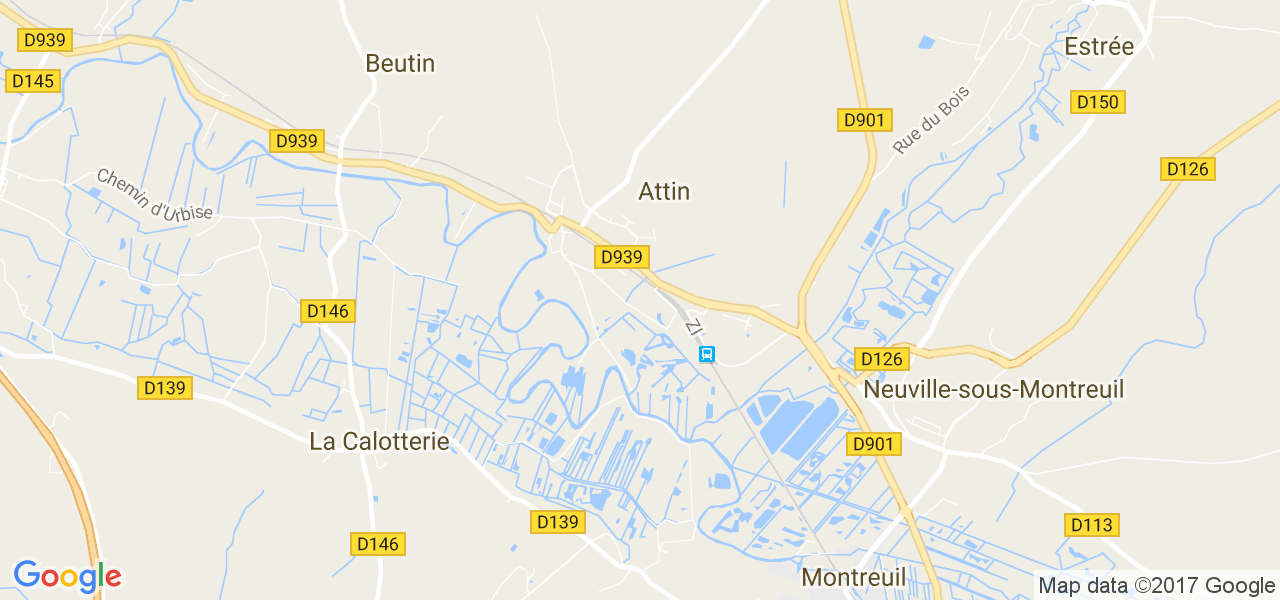 map de la ville de Attin