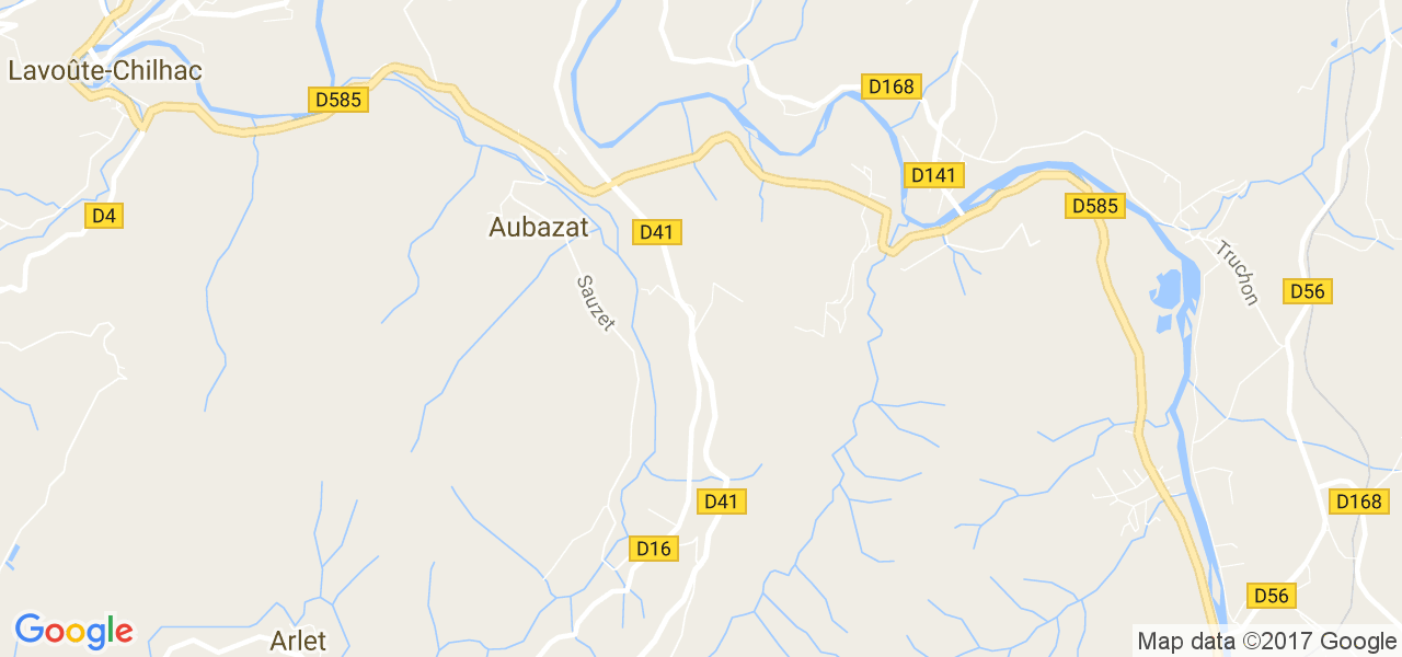 map de la ville de Aubazat