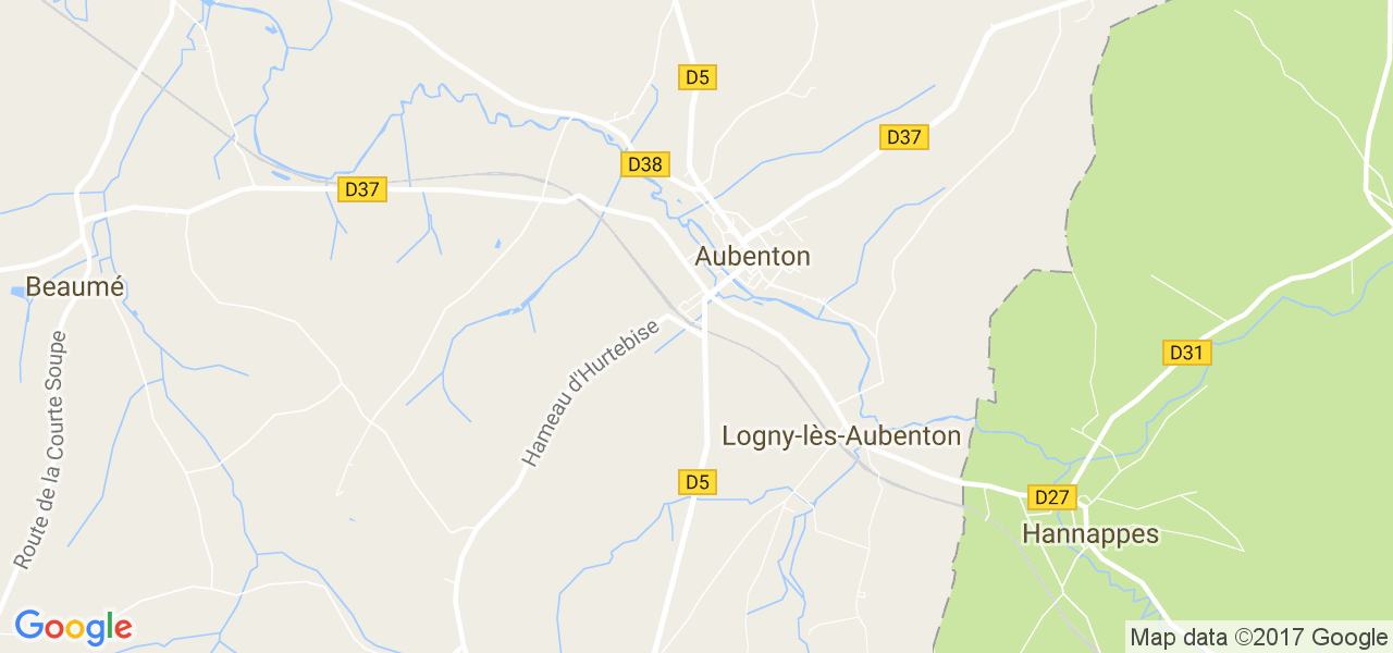 map de la ville de Aubenton