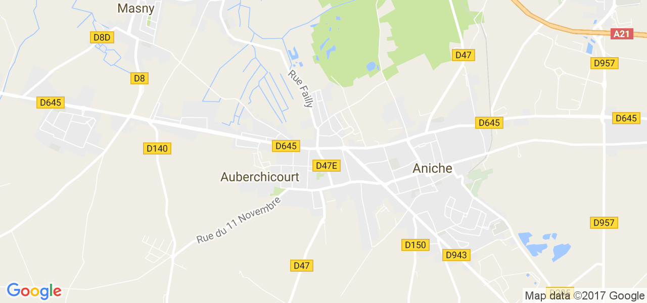 map de la ville de Auberchicourt