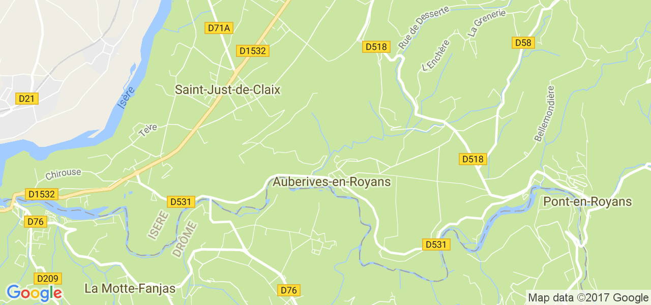 map de la ville de Auberives-en-Royans