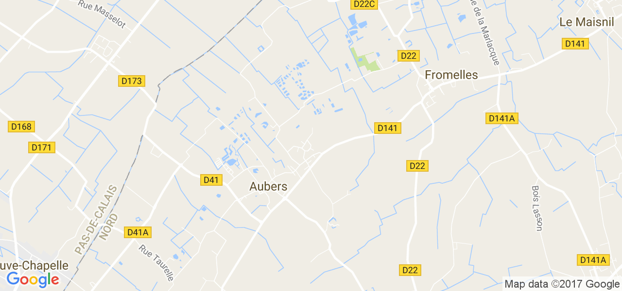 map de la ville de Aubers