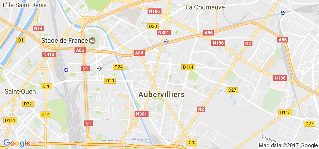 map de la ville de Aubervilliers