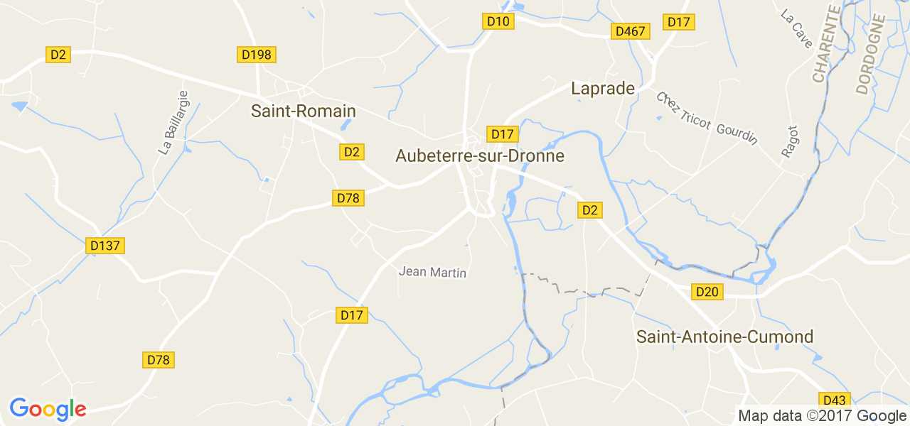 map de la ville de Aubeterre-sur-Dronne