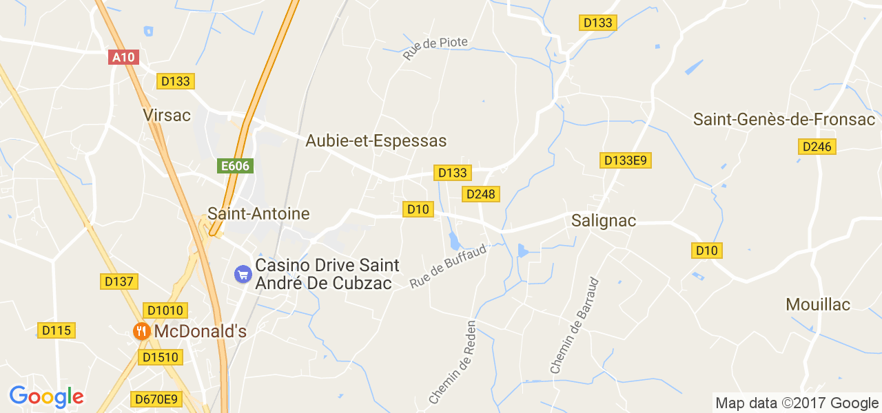 map de la ville de Aubie-et-Espessas