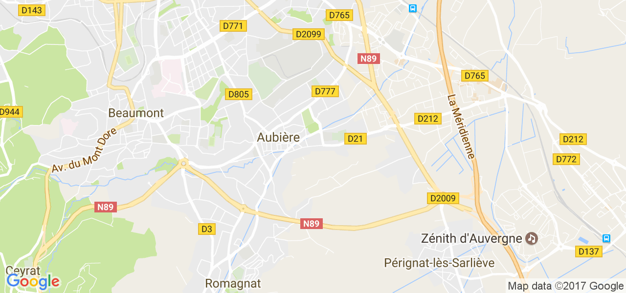 map de la ville de Aubière