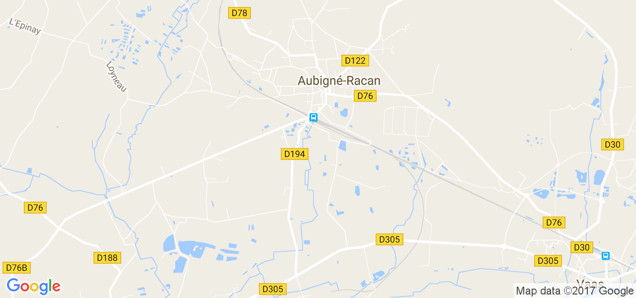 map de la ville de Aubigné-Racan