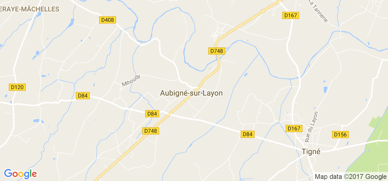 map de la ville de Aubigné-sur-Layon