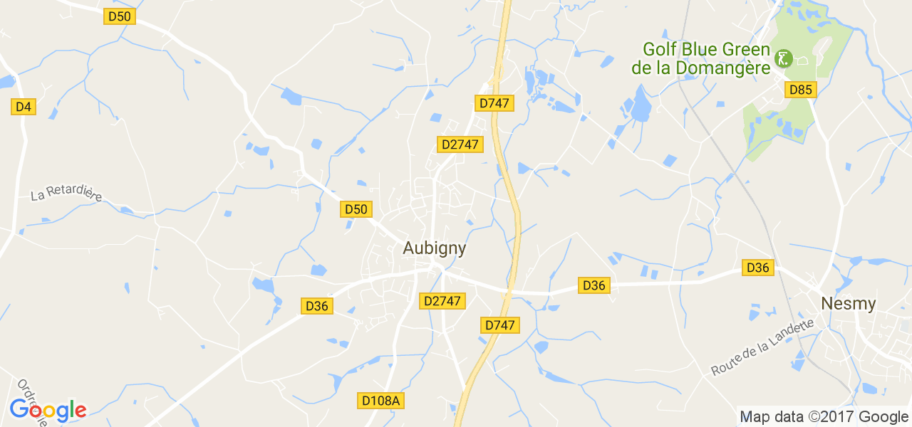 map de la ville de Aubigny