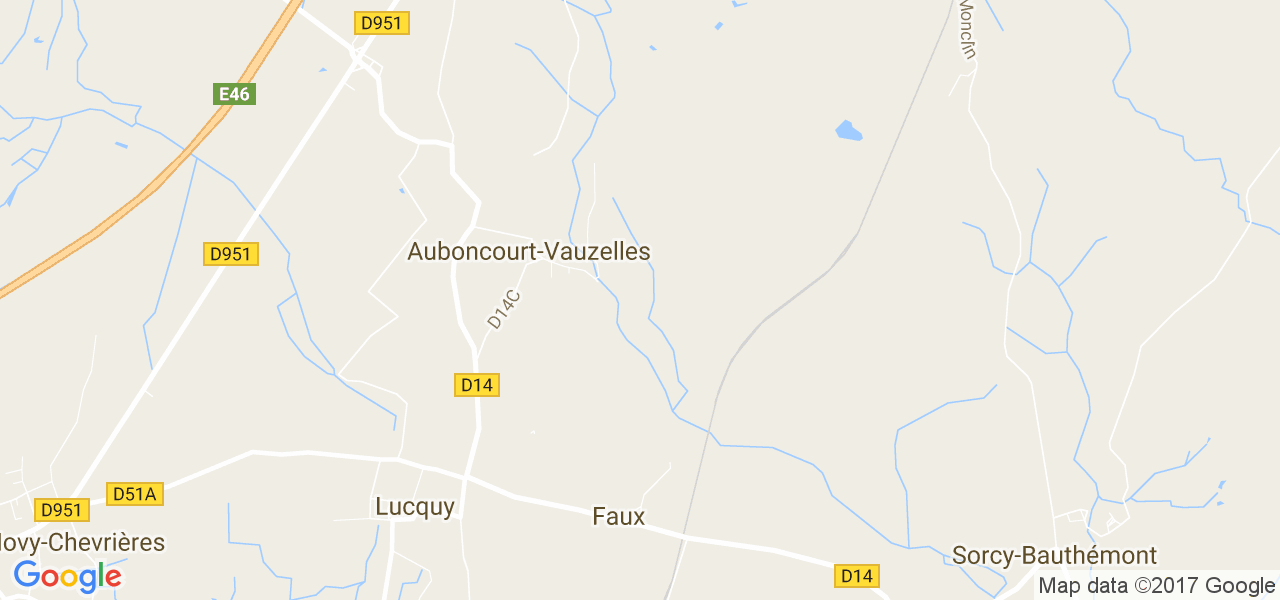 map de la ville de Auboncourt-Vauzelles