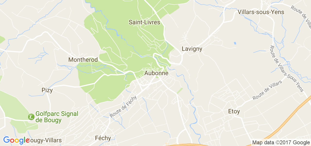 map de la ville de Aubonne