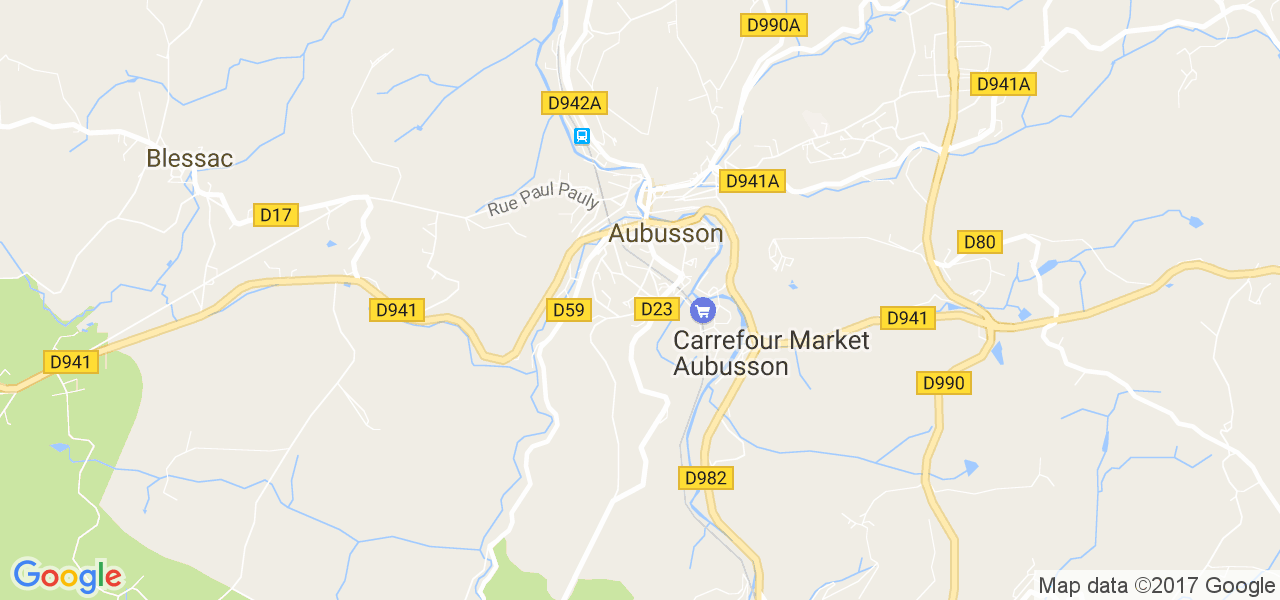 map de la ville de Aubusson