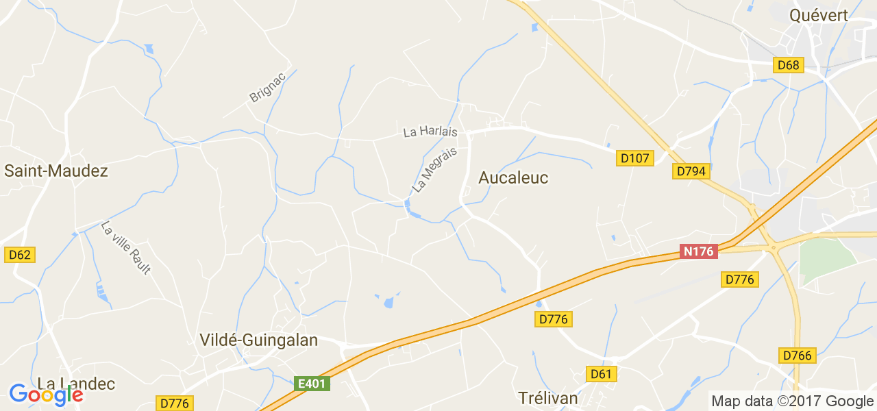 map de la ville de Aucaleuc