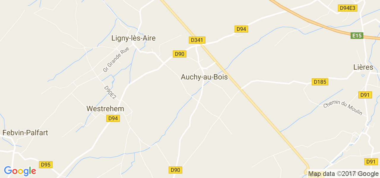 map de la ville de Auchy-au-Bois